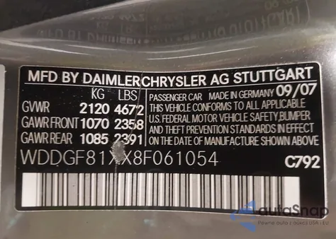 2008 Mercedes-Benz C 300 Luxury 4Matic/Sport 4Matic from USA, damaged, VIN WDDGF81XX8F061054